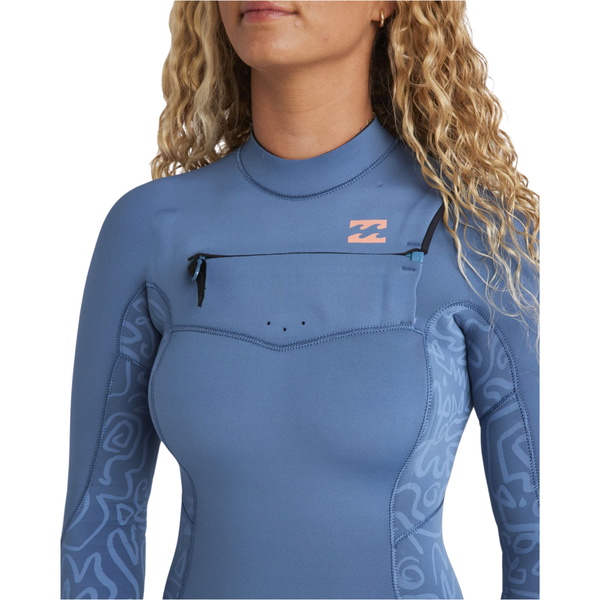 2026 Billabong Da Donna Synergy Natural 3/2mm Chest Zip Muta 24BW191510 - Tidal Blue